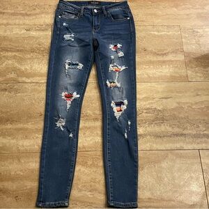 Judy Blue Dark Wash Distressed Skinny Jeans